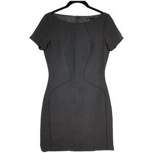 NWT Georgia Hardinge Black Short sleeve BoatNeck Cylinder Mini Dress Bodycon 6